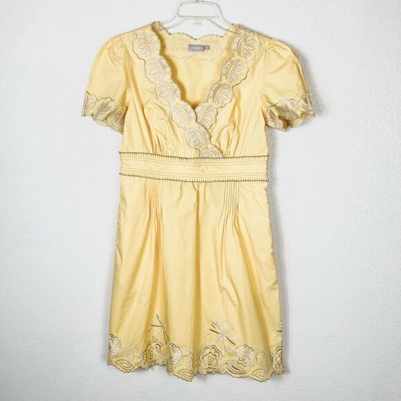 Eshakti Yellow & Grey Floral Embroidered Surplice Dress - Picture 1 of 7